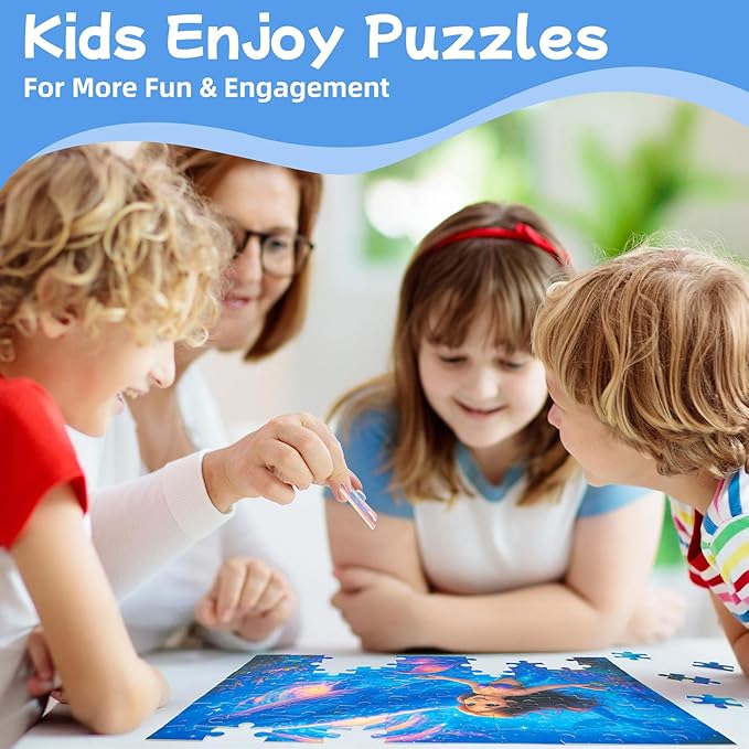 100-Piece Mermaid and Whale Jigsaw Puzzle for Kids Ages 4-6 6-8 8-10, Fantasy Underwater Puzzle with Magical Ocean Scene โ Educational Toys and Birthday Gift for Girls and Boys