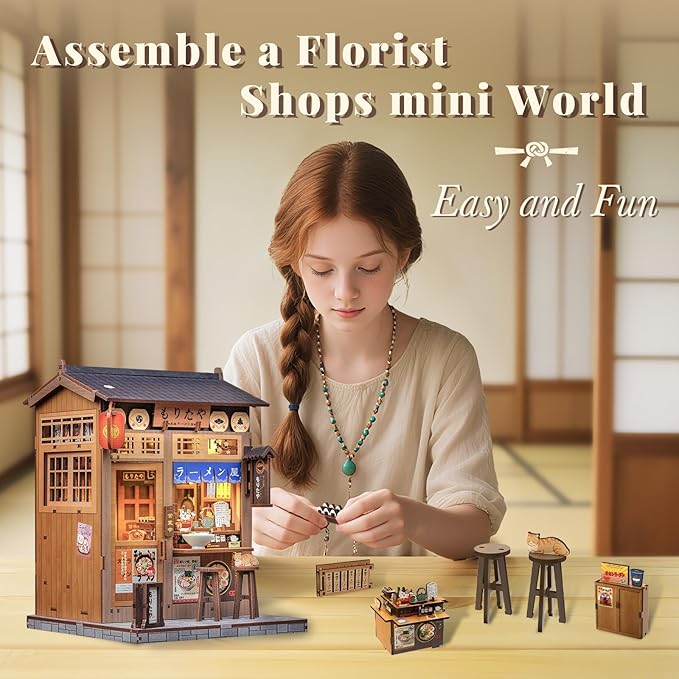 CUTEBEE Book Nook Kit, DIY Miniature House Kits for Adult and Teens, Dollhouse Booknook Tiny House, Bookshelf 3D Wooden Puzzle, DIY Craft Gifts for Family and Friends (Morita-Ya)