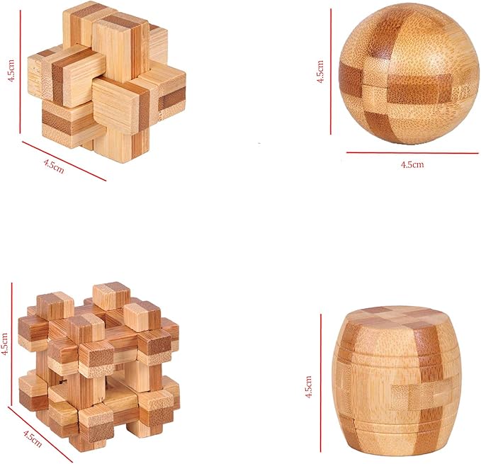 Brain Teaser Puzzle 20Pcs Unlock Interlock Game IQ Test Wooden Toy 3D Unlock Interlock Puzzle Magic Ball Brain Teaser Toy Puzzles for Adults
