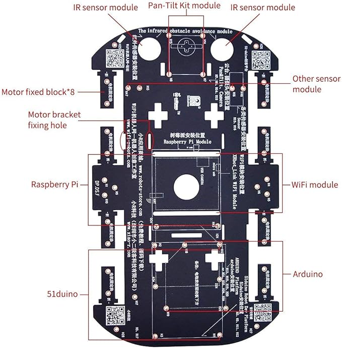 Smart Robot Car Chassis Smart Learning Kit with 4 TT Motor, DIY for UNO R3/Mega 2560/Raspberry Pi/Jetson Nano
