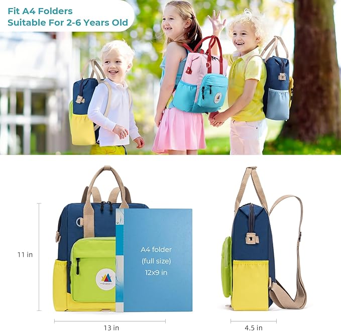 CLUCI Toddler Backpack For Boys, Toddler School Backpack For School & Travel, Small Kids Child Backpacks, Preschool Kindergarten Elementary Diaper bag Daycare Backpack For Kids 2-4(No Velcro)