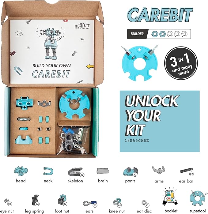 The Off Bits CareBit Build Your Own Robot Toy Construction Set, Educational Gift STEM Activities Learning Kit, Creative Build and Play Model Kit Steam Toys for 6 7 8 9 10+ Year Old Boys & Girls