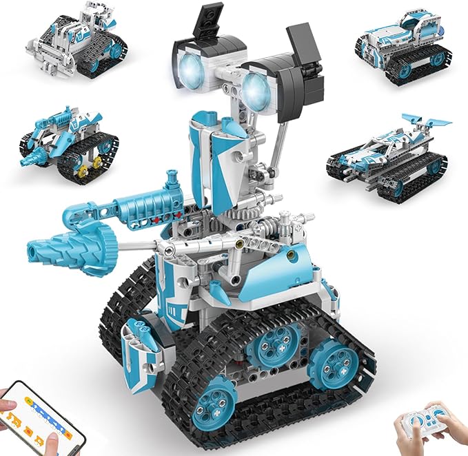 Robot Building Kit with APP/Remote Control STEM Gifts for Boys Age 8-16,Technic Coding Robotic Toys for Kids Birthday, Buildable 5in1 Models with 720 Pieces
