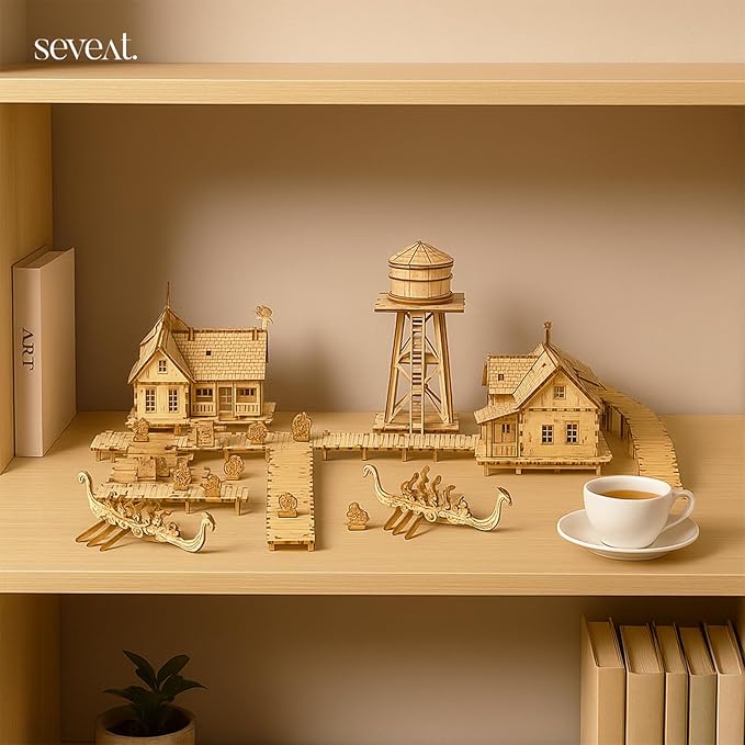 Mechanical 3D Wooden Puzzles, Brain-Teasing Puzzle Game for Every Occasion, Ideal Gifts for Teens and Adults (Viking Fishery)