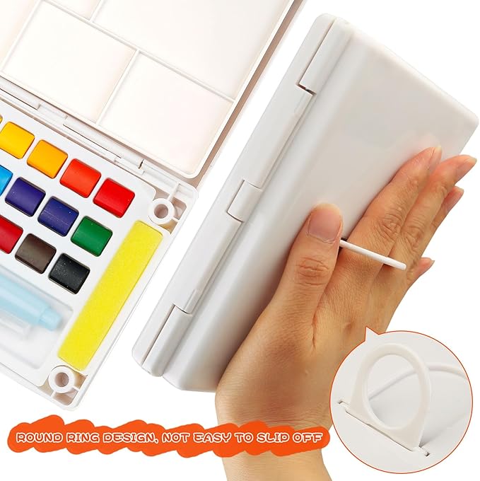 Watercolor Paint Set,Vivid Colors Travel Paint Set Graspable Painting Set Watercolor Sketching Kit with Water Brush Pens,24 Sheets Watercolor Papers,3 Online Tutorial Video - 18colors