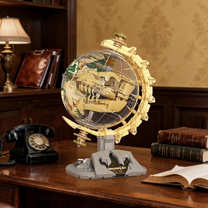 Dinosaur Skull Fossils Globe Building Set,360° Rotatable Globe Display Model with LED Light,STEM Skeleton Model Educational Toy, Gifts for Boys and Girls Ages 8+