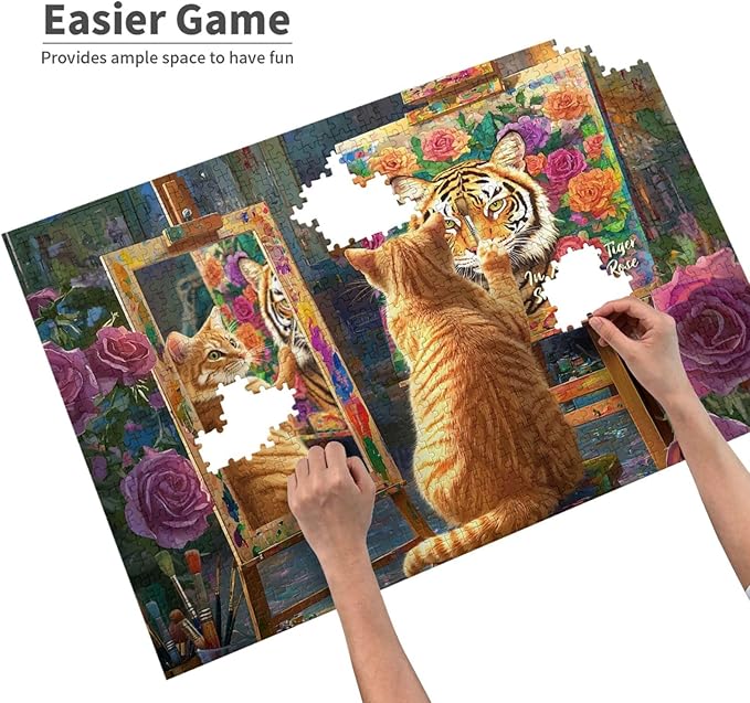 Jigsaw Puzzles 1000 Pieces Puzzles for Adults Large Animal Cat Painting Tiger Family Party Holiday Cat Tiger Puzzle Animal Adult Toys Difficult and Challenge Large Puzzle Game Toys Gift