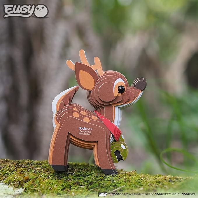 Eugy Reindeer 3D Puzzle, 22 Piece Eco-Friendly Educational Toy Puzzles for Boys, Girls & Kids Ages 6+