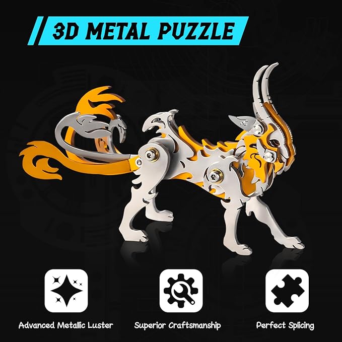 3D Metal Puzzles for Adults, Metal Model Kits for Adults, Zheng Mechanical 3D Puzzle Stainless Steel Ornaments for Men Women Art Craft Gifts Toys(Orange).