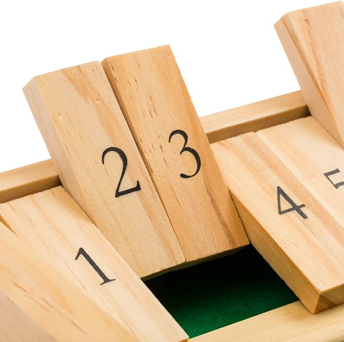 Regal Games Shut The Box - Fun Table Math Game with Wooden Board for Adults & Kids - 12 Spots Dice Game with 2+ Player Games - Ideal for Game Night, Travel - (Ages 8+)