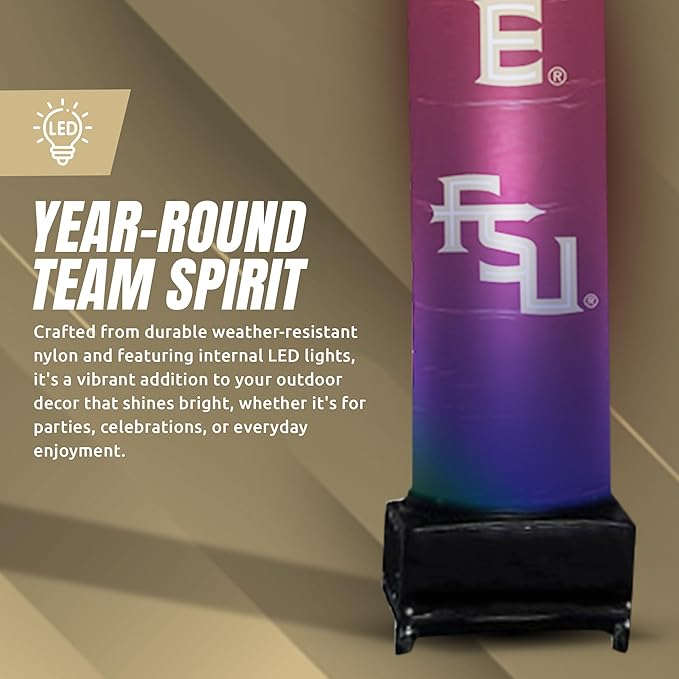 NCAA Florida State Seminoles Football Wacky Waving Inflatable Tube Guy with LED Lights & Built-in Blower - 6" x 36" x 96" Inflatable Tube Man Crazy Sports Fan Outdoor Party Decoration