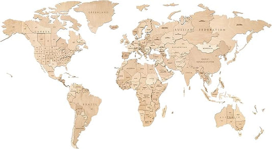 EWA Eco-Wood-Art - Wooden Puzzles for Interior and Design - World map - Souvenir, Gift, Kitchen, Home Decor, Interior (Untouched Worlds 126 Pieces)