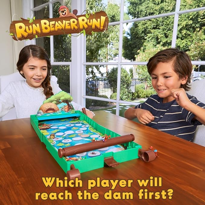 A Fast-Paced Family Board Game with Rolling Log Travel-Friendly Design Perfect for Kids Ages 5+ 2-4 Players Includes Beaver Pieces and Gameboard