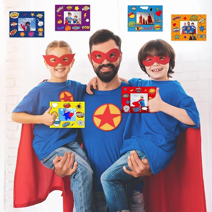 30 Pack Super Theme Hero DIY Picture Frame Craft Kit for Kids Fashion Hero DIY Photograph Craft Hero Children Stickers for Hero Art Craft Home Classroom Game Activities