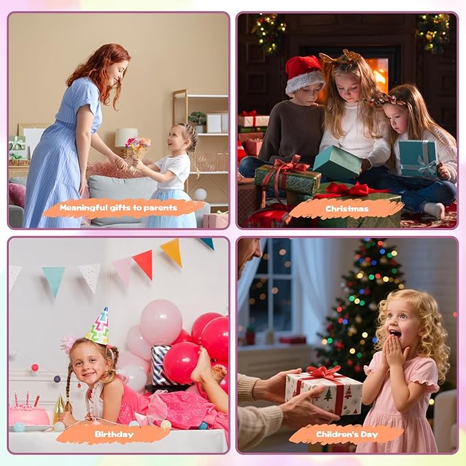 FURNIPLAS Flower Bouquet Toy for Kid Ages 4-8, DIY Flowers Craft Kit for 4 5 6 7 8 Years, Arts and Crafts Flower Making Press Kit Toy for Girl, Educational Activity for Toddler Girl, Christmas Gifts