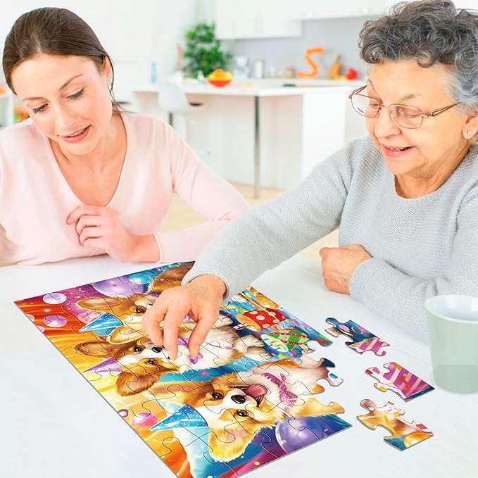 6 Packs 36 Pieces Large Puzzles for Seniors,Dementia Puzzles for Elderly Adults,Jigsaw Puzzles for Adults Seniors with Alzheimer's Dementia with 3 Storage Bags(Animals
