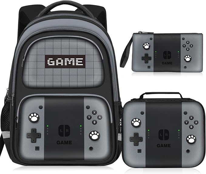 Kids Backpack For Boys,Gamer Boys Backpack For Children Teens Elementary Middle School, 17″ Students Bookbag