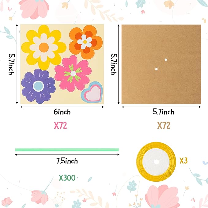 BeYumi Flower Bouquet Craft Kit - 72Pcs Mother's Day Flower Bouquet Craft for Kids Make Your Own Bunch of Flowers Teacher Appreciation Week DIY Thankful Gift Set School Classroom Home Fun Activities