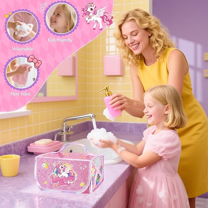 70PCS Unicorn Washable Markers Set with Glitter Pencil Case,Art Supplies for Kids Ages 4-6-8,Drawing Coloring Art Craft Kits for Girls with Marker,Glitter Pens,Crayon,Birthday Gifts Toys for Girls