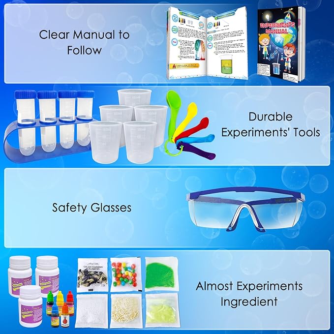 200+ Science Experiments Kit for Kids, Science Project Lab Volcano Toys Birthday Gifts for Boys & Girls, Chemistry Set, Gemstone S.T.E.M Educational Learning Activities