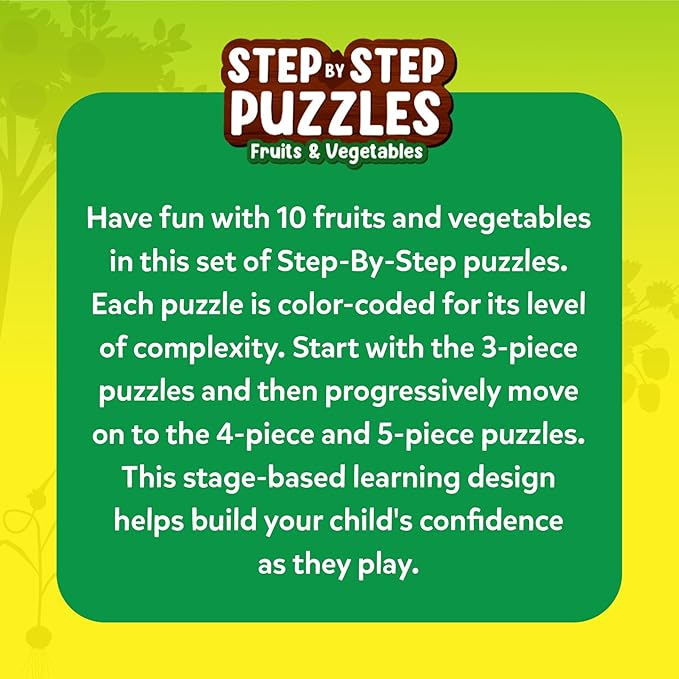 Skillmatics Step by Step Puzzles - 40 Piece Jigsaw & Toddler Puzzles, Montessori Educational Toy for Boys & Girls, Fruits and Vegetables, Travel Friendly, Gifts for Kids Ages 3, 4, 5 and Up