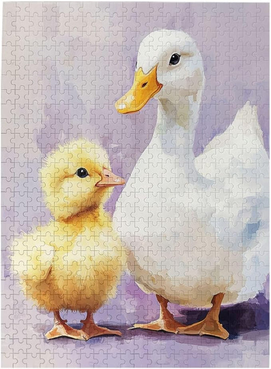Adorable Chicks and Ducklings,500 Piece Wooden Jigsaw Puzzle for Adults,Heartwarming Farmyard Artwork,Brain Training Challenge,Stress Relief Activity,Eco-Friendly Woodens Pieces