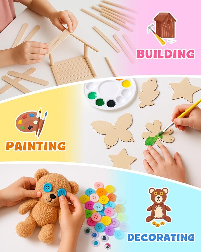 Wowood Arts and Crafts Kit for Kids - Over 1600 Pieces of DIY Craft Supplies! Creative Hobby Fun Activity Toys & Perfect Gifts for Girls and Boys Ages 8-12 to Spark Imagination and Joy(PA002)