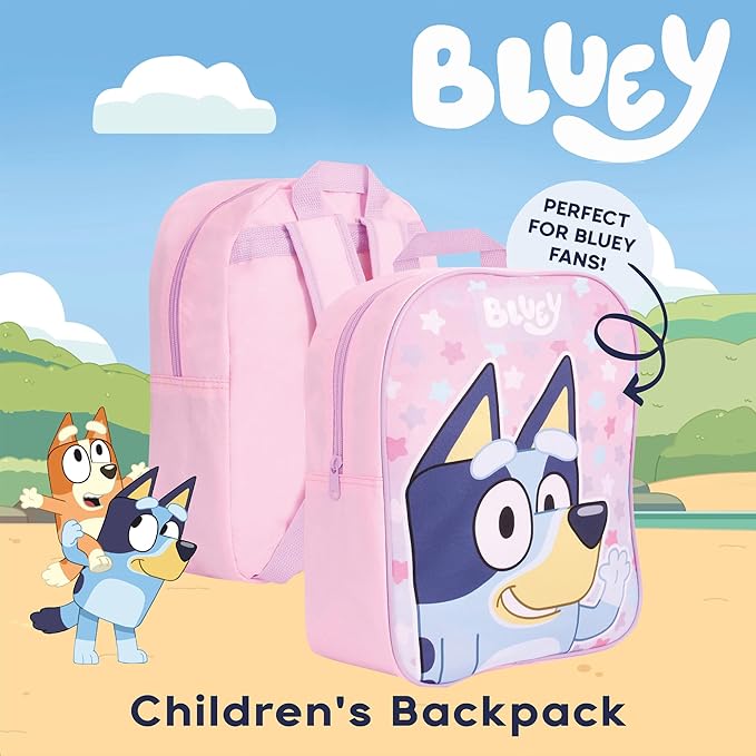 Bluey Backpack for Girls - Kids School Bag Travel Backpack Pink Childrens & Toddler Rucksack Ideal for Nursery and Daily Use