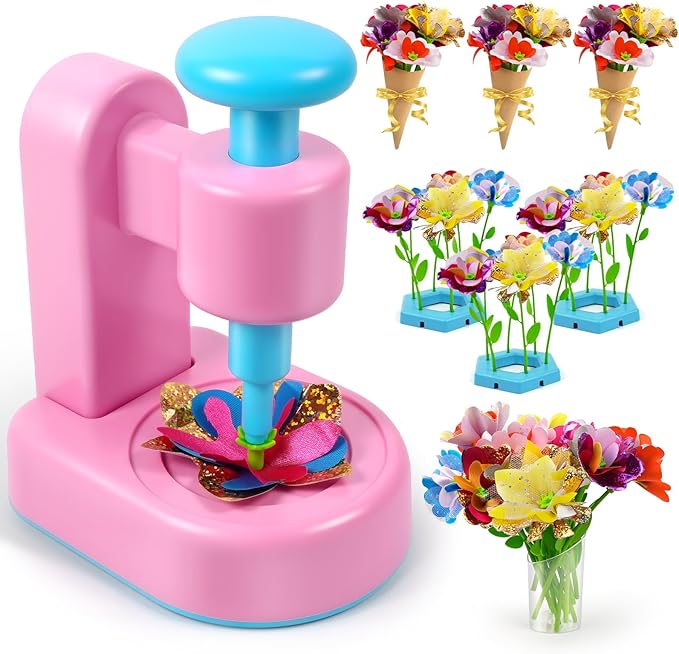 Jefunmore Flower Bouquet Toys, DIY Arts and Crafts for 3-8 Year Toddler Girl, Birthday Gifts for 3 4 5 6 7 8 9 Year Old Girls, Flower Crafts Kit for Kids for Preschool Learning and B-Day Gifts