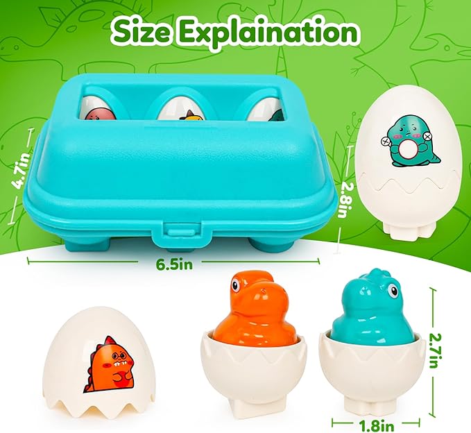 Dinosaur Toys,Egg Toy for Toddlers 1-3,Montessori Sensory Early Educational Learning Shape Matching & Sorting Games Fine Motor Toys Gifts for 2 Year Old Boys Girls