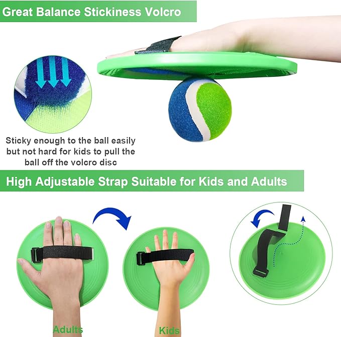 Jalunth Ball Catch Set Game Toss Paddle Beach Toys Back Yard Outdoor Games Pool Backyard Target Throw Sticky Mitt Set Age 3 4 5 6 7 8 9 10 11 12 Years Old Boys Girls Kids Easter Gifts Pink Blue 2 Pack