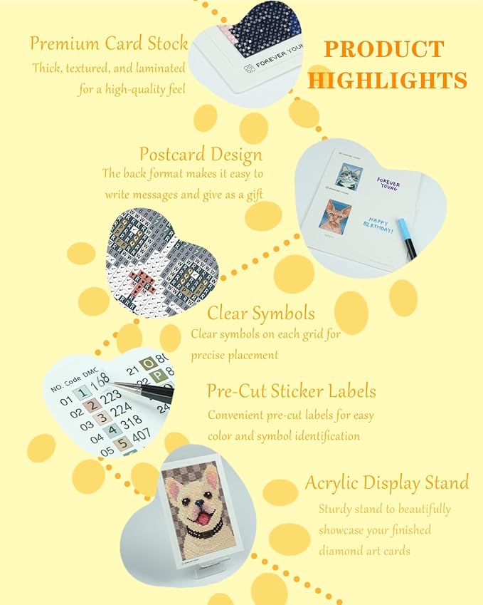 forever young Minigem Small Diamond Art Kits for Beginners, 16 Pcs Resin Square Drill Diamond Painting Kits for Adults, 2-Hour Postcard-Style Mini Diamond Art Kits 5x7 Inch – 2 Sets: Cats & Dogs