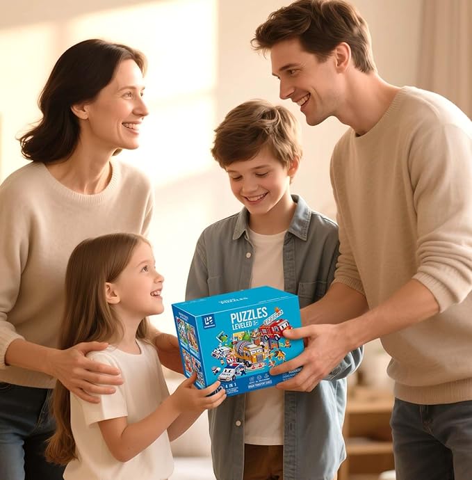 Puzzles for Kids Ages 3-8 Year Old,4 Pack 4 in 1 Progressive Jigsaw Puzzles (24/30/35/48 Pieces) for Toddlers & Children,Educational Floor Puzzles for Gifts