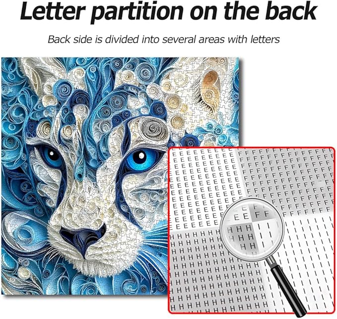 Bgraamiens Puzzle-Blue Gaze-1000 Piece Tiger Animal Puzzle Paper Quilling Art Puzzle Color Challenge Jigsaw Puzzles for Adults and Kids