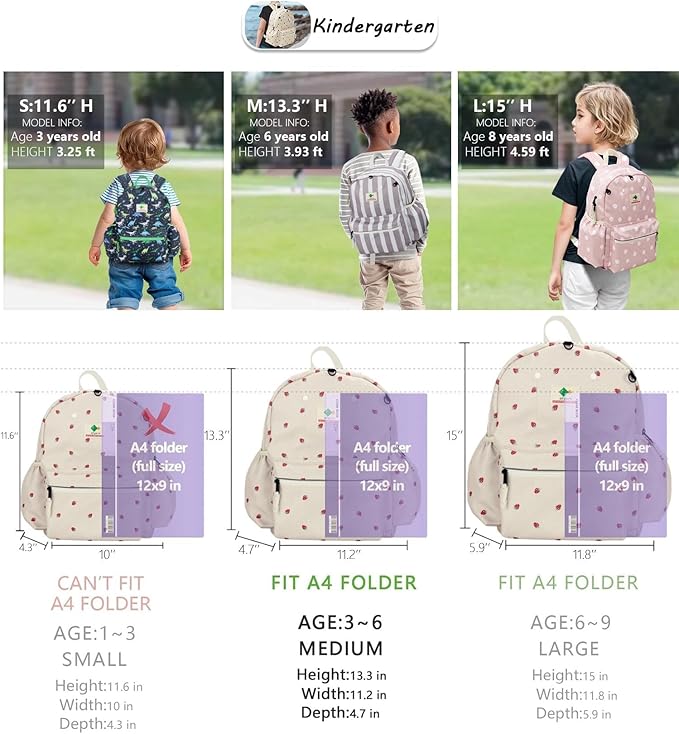Kids' Backpacks for Girls & Boys - Kindergarten to Elementary School, Small Child Toddler Backpack, 14" H, Ages 3-6