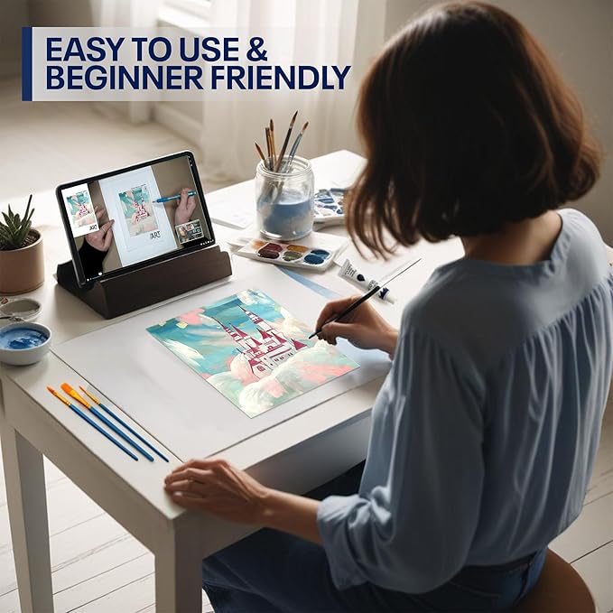 Painting4Real DIY Painting Class Kit for Adults with Video Tutorials: Learn to Paint Pink Castle – How to Paint with Acrylics – Painting & Art Supplies – 9 Piece Acrylic Paint Set