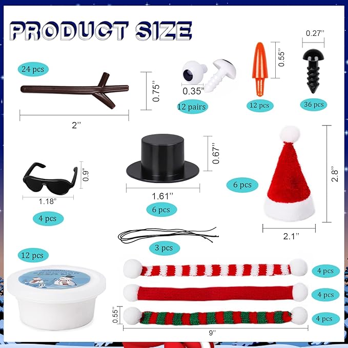 BANBBUR 12 Pack Christmas Stocking Stuffers for Kids,Christmas Crafts for Kids,Modeling Clay DIY Build a Snowman Crafts Kit Bulk Christmas Gifts Activities
