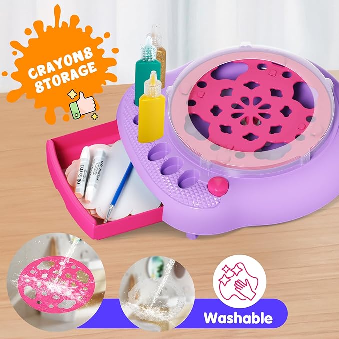 Hewaurorion Paint Spin Art Machine Kit for Kids, Arts & Crafts Painting Spinner Toys Kits Sets for Boys & Girls Ages 6 7 8 9 Year Old Purple