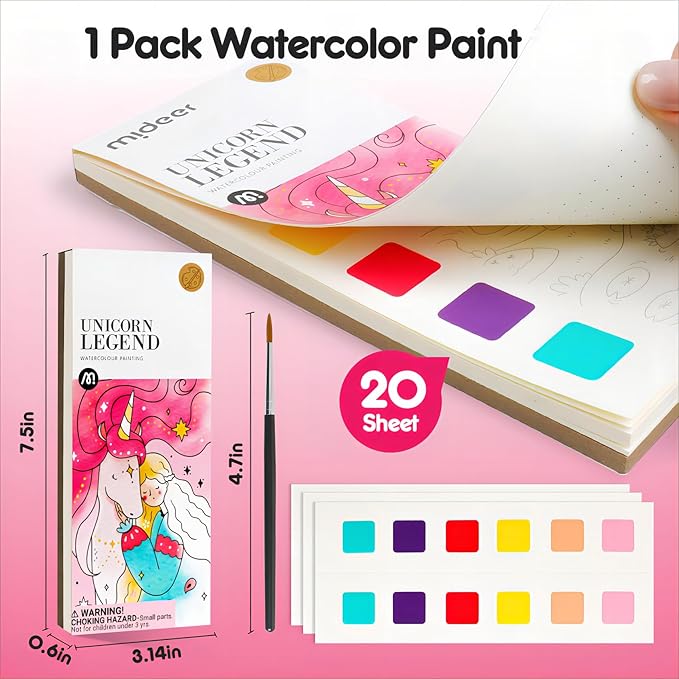 Watercolor Painting Coloring Books Pocket Watercolor Paint Bookmarks, Mess Free Paint with Water Set, Travel Class Activities Art Party Favors Exchange Birthday Gifts for Kids