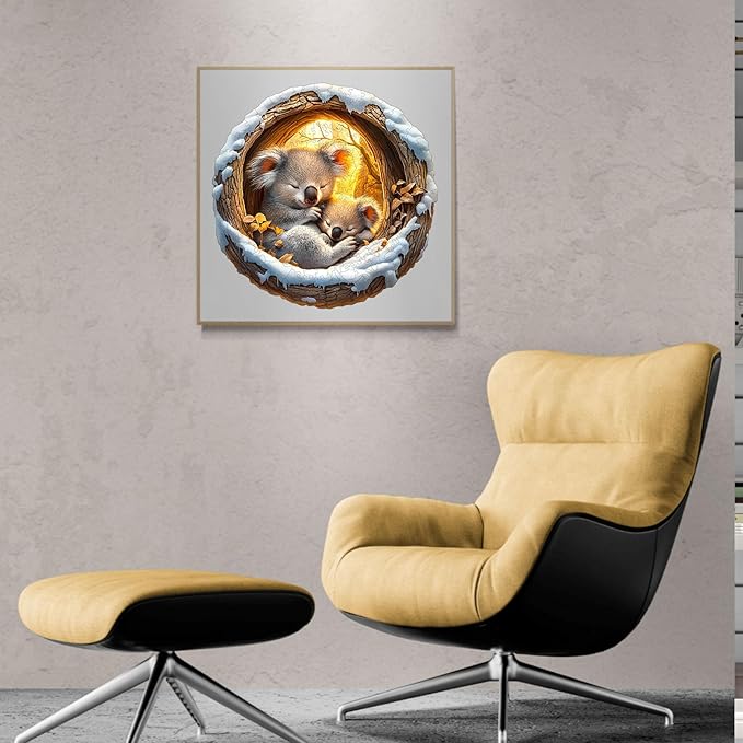 KAAYEE Wooden Puzzles for Adults, 3D Visual Effect Sleeping Koala Wooden Jigsaw Puzzle Unique Shape Wood Puzzle Adult, 3D Effect Flat Puzzle Birthday Family Games (M-11.4 * 11.4 in-200pcs)