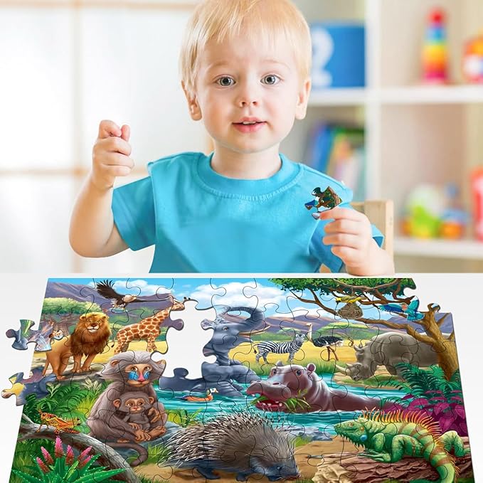 Puzzles for Kids Ages 4-8 Year Old - Farm & Wild Animal,2 Packs 60 Pieces Jigsaw Puzzle for Toddler Children Learning Educational Puzzles Toys for Boys and Girls.