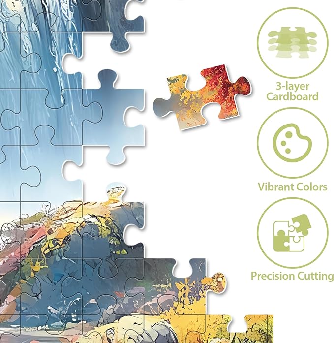 500 Piece Puzzle for Adults, Bear Fall Landscape Puzzle for Kids Teen Adults,Recycled Paper Unique Fun Jigsaw Puzzle 500 Piece,Challenging Family Game Gift for Friends Men Women Seniors,20.5 * 15In