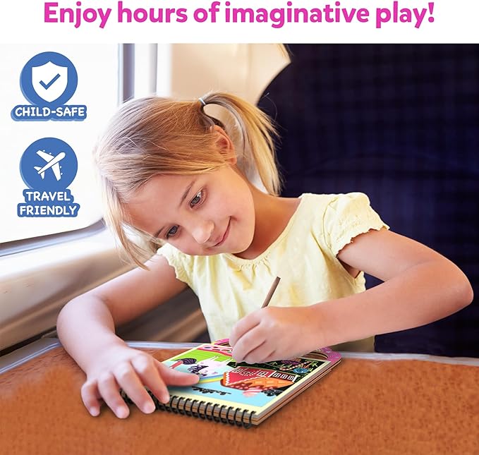 Skillmatics Scratch Art Book for Kids - Unicorns & Princesses, Craft Kits & Supplies, 30+ Scratch Stickers, Travel Toys, DIY Kit, Gifts for Girls & Boys Ages 3, 4, 5, 6, 7, 8