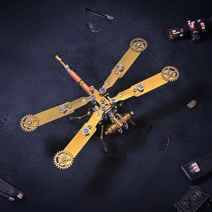 Steampunk Metal Insect Bug Mechanical Steampunk Sculpture Steampunk Mechanical Insect Clockwork 3D Steampunk Metal Puzzle Kits for Adults (Mechanical Dragonfly C)