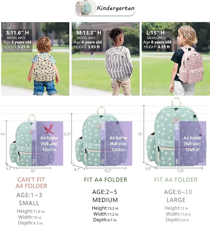 Corduroy Toddler Backpack for Girls 2-5: Preschool Backpack for Girls