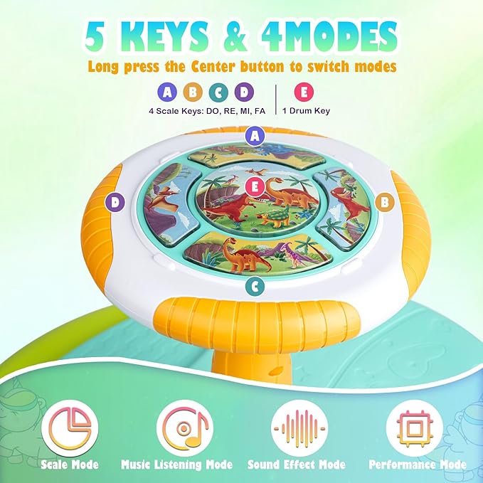 Dinosaur Sit and Spin Toys for Toddlers 1-3, 360° Toddler Spinning Seat with LED Lights and Music Christmas Birthday Gift for 1 2 3 Years Old Boys Sensory Toys Toddler Activities