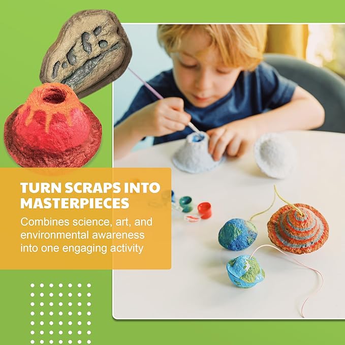 Green Science - Paper Making Kit - Recycle and Create Your Own - Paper Making Screen - Green DIY Craft Stem Toys Kit for Kids - Includes Molds, Paints, and Glow-in-The-Dark Features