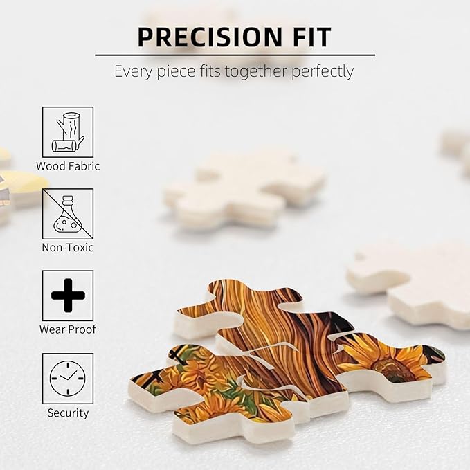 Beautiful Sunflower Highland Cow Jigsaw Puzzle 1000 Piece for Adult, Sunflower Jigsaw Puzzles Flowers Puzzle Nature Animal Flower Painting Jigsaw Puzzles Birthday Gifts for Adults and Family Game