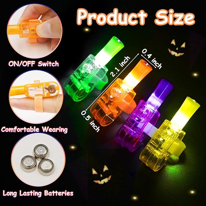 40PCS Halloween Party Favors for Kids, Light Up LED Finger Lights Glow in the Dark Toys Halloween Goodie Bag Fillers Treats Bulk for Halloween Party Classroom Prizes Trick or Treats Gifts