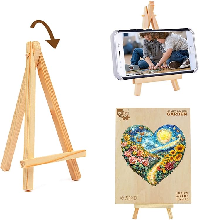 Wooden Puzzles for Adults - 190 Pieces Heart-Shaped Garden Wooden Puzzle - Unique Animal Shape Wood Cut Puzzles - Eco-Friendly Home Office Decor (M-11.4 * 10.8in)